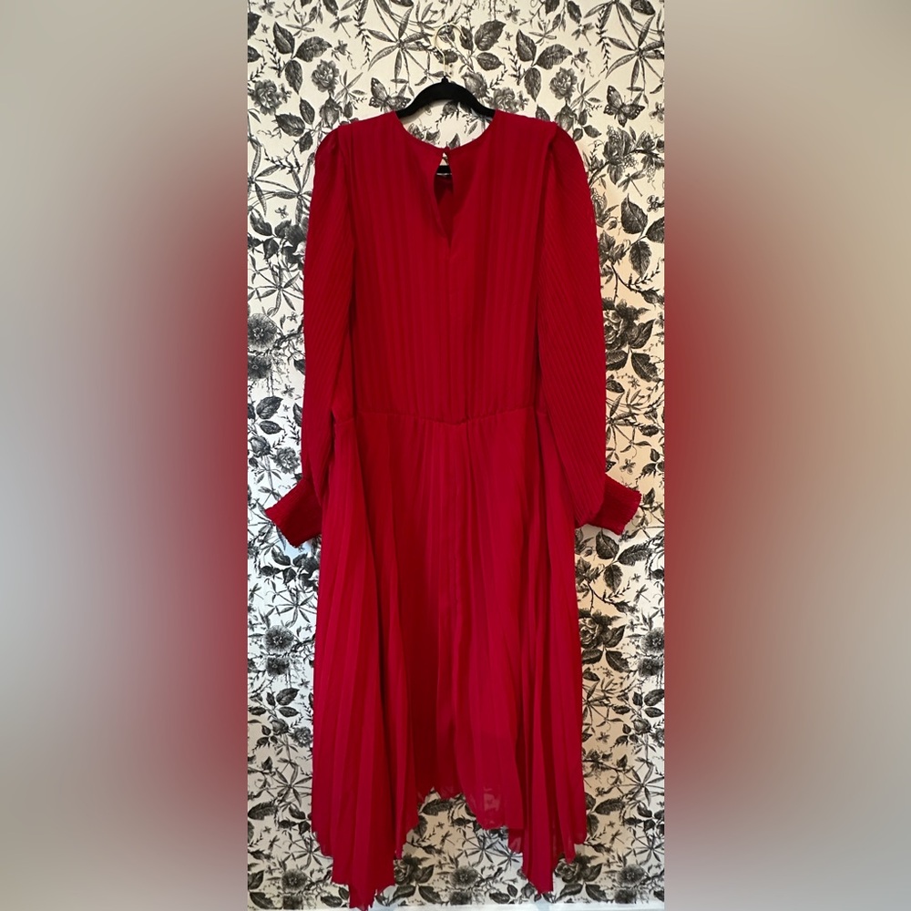 City Chic Vibrant Red Dress Long Sleeve Women’s Size 24 XXL Elastic & Flowy - Picture 6 of 8